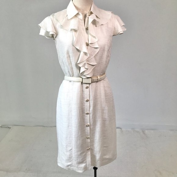 Antonio Melani 6 Metallic Button Down Dress White - Picture 4 of 15